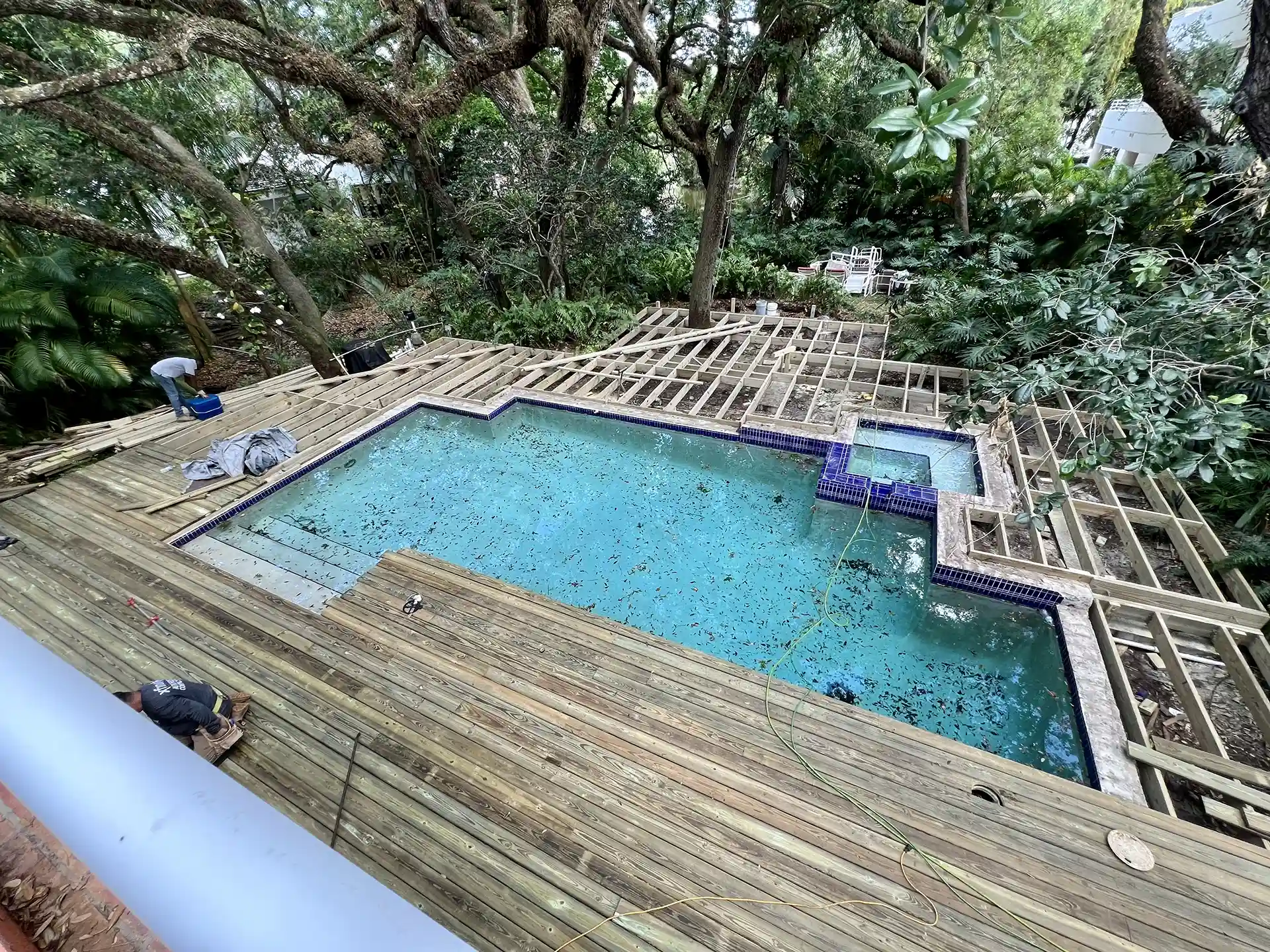 Photo of a pool deck remodeling project