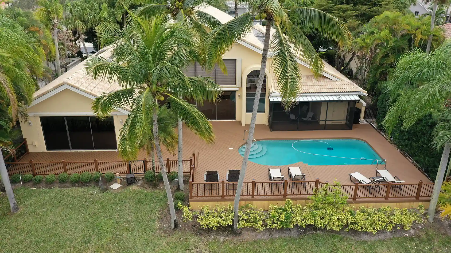 Aerial view of a pool deck project